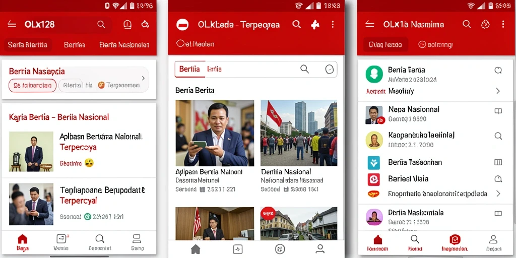 Tampilan antarmuka OLX128 dengan informasi berita nasional.