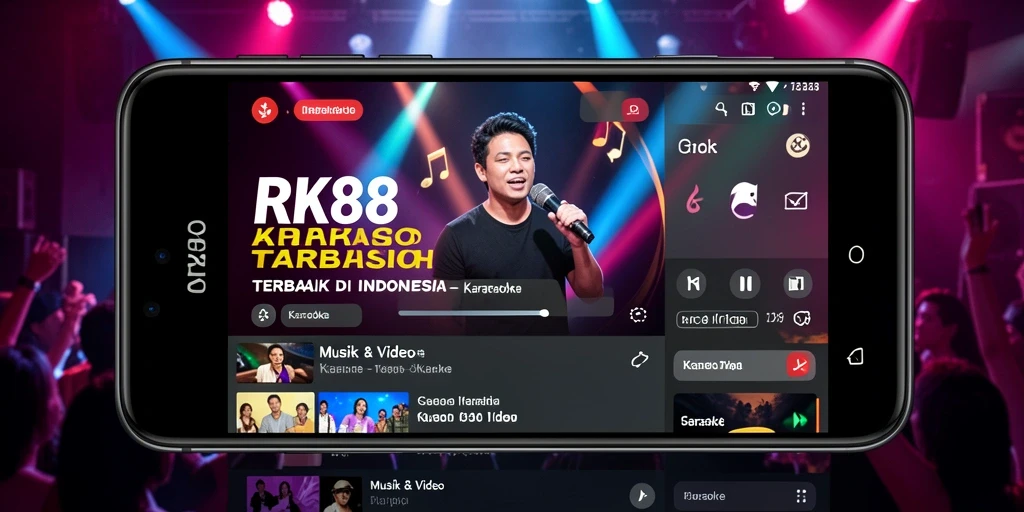 Antarmuka RK88 yang menarik dengan fitur karaoke yang lengkap.