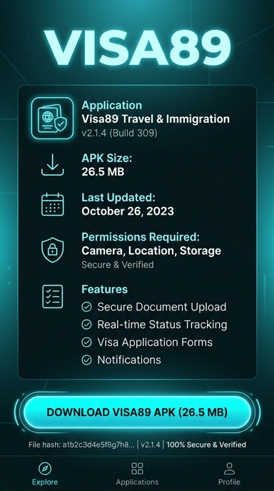 Tampilan halaman APK visa89