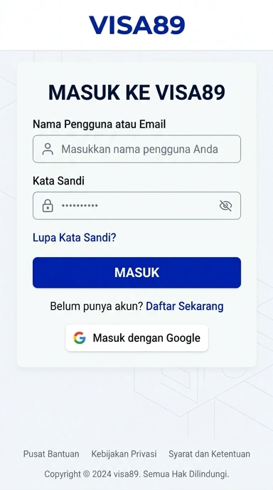 Tampilan halaman login visa89